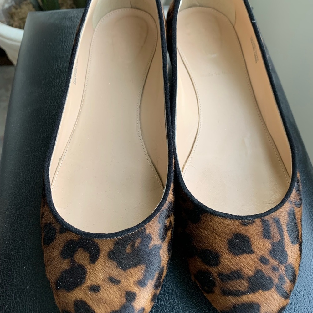 J Crew Pony Leopard Print Ballet Flats with Rounded Toe